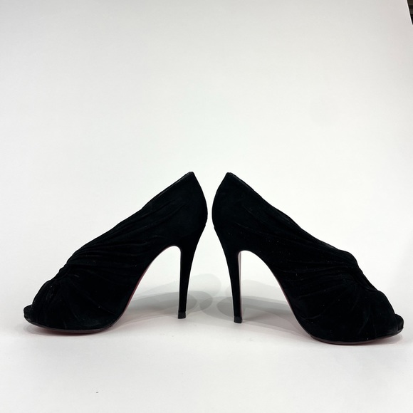 Christian Louboutin Manchon Black Suede Peep Toe Bootie Size 36.5 EU - Picture 3 of 8